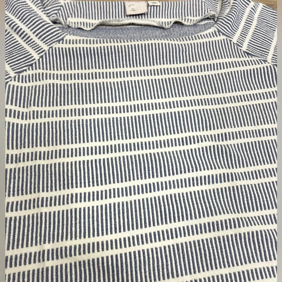 Anthropologie Postmark Square Neck Flare Sleeve Blue White Striped Top - Size L - Picture 5 of 7